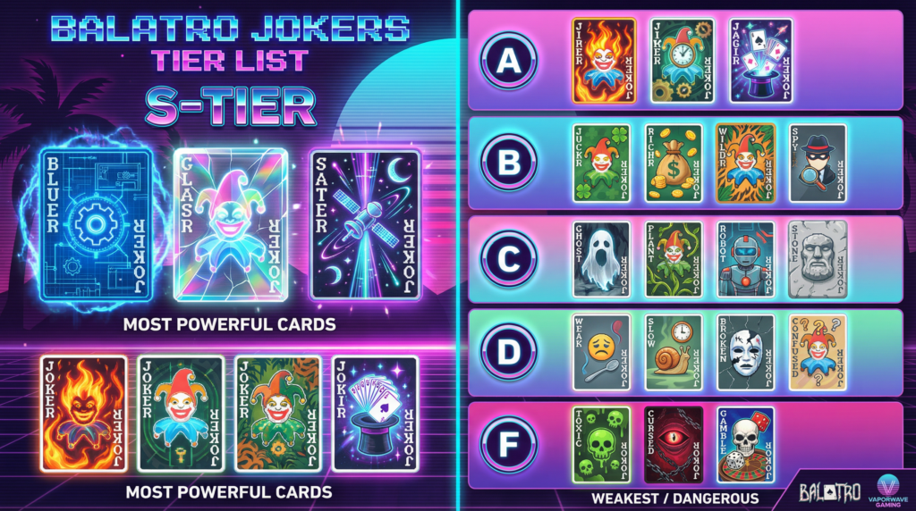 Balatro jokers tier list 2026 blueprint glass satellite s tier