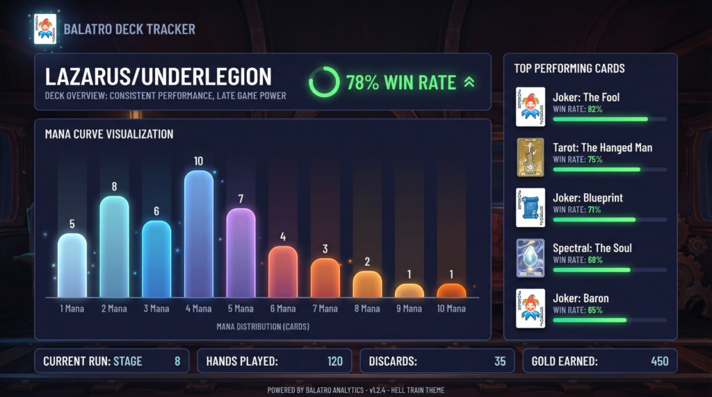 Balatro deck tracker lazarus underlegion win rate analysis