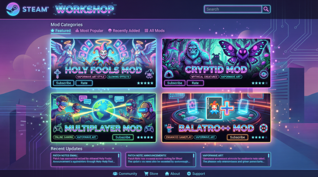 Balatro steam workshop best mods holy fools cryptid multiplayer